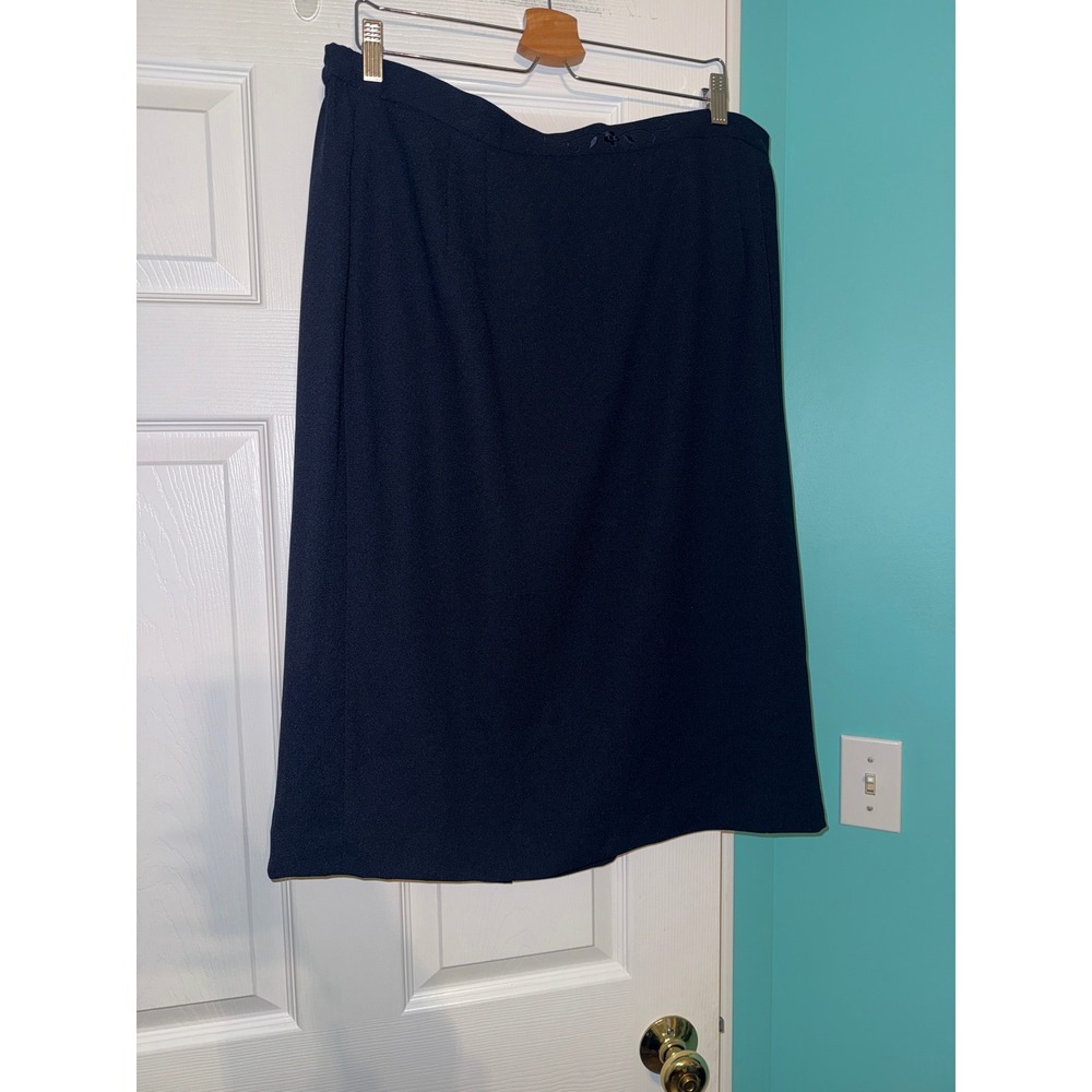 Adrianna Papell Woman Navy Blue Crepe Midi Skirt Plus Size 18W Professional